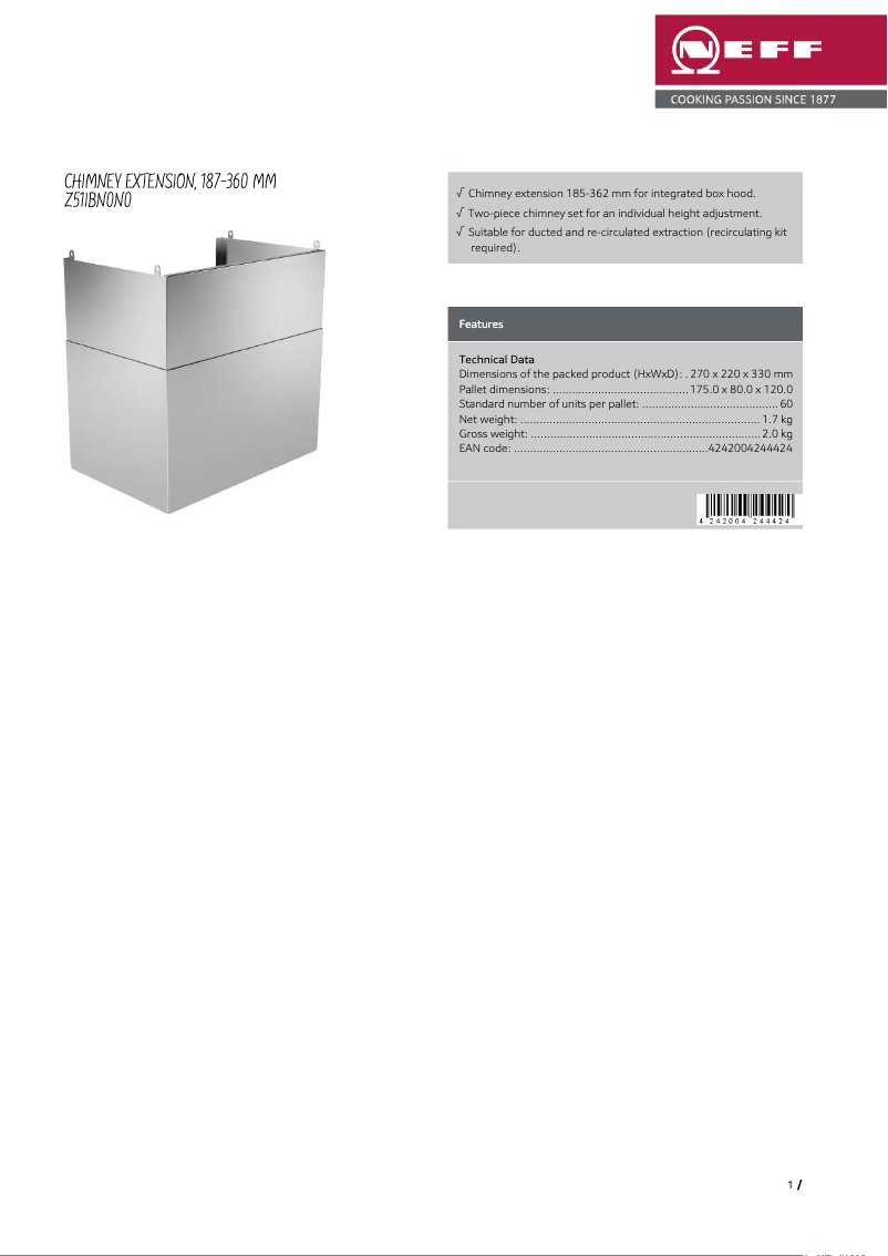 Page n°1 - Manuel utilisateur Neff Z51IBN0N0
