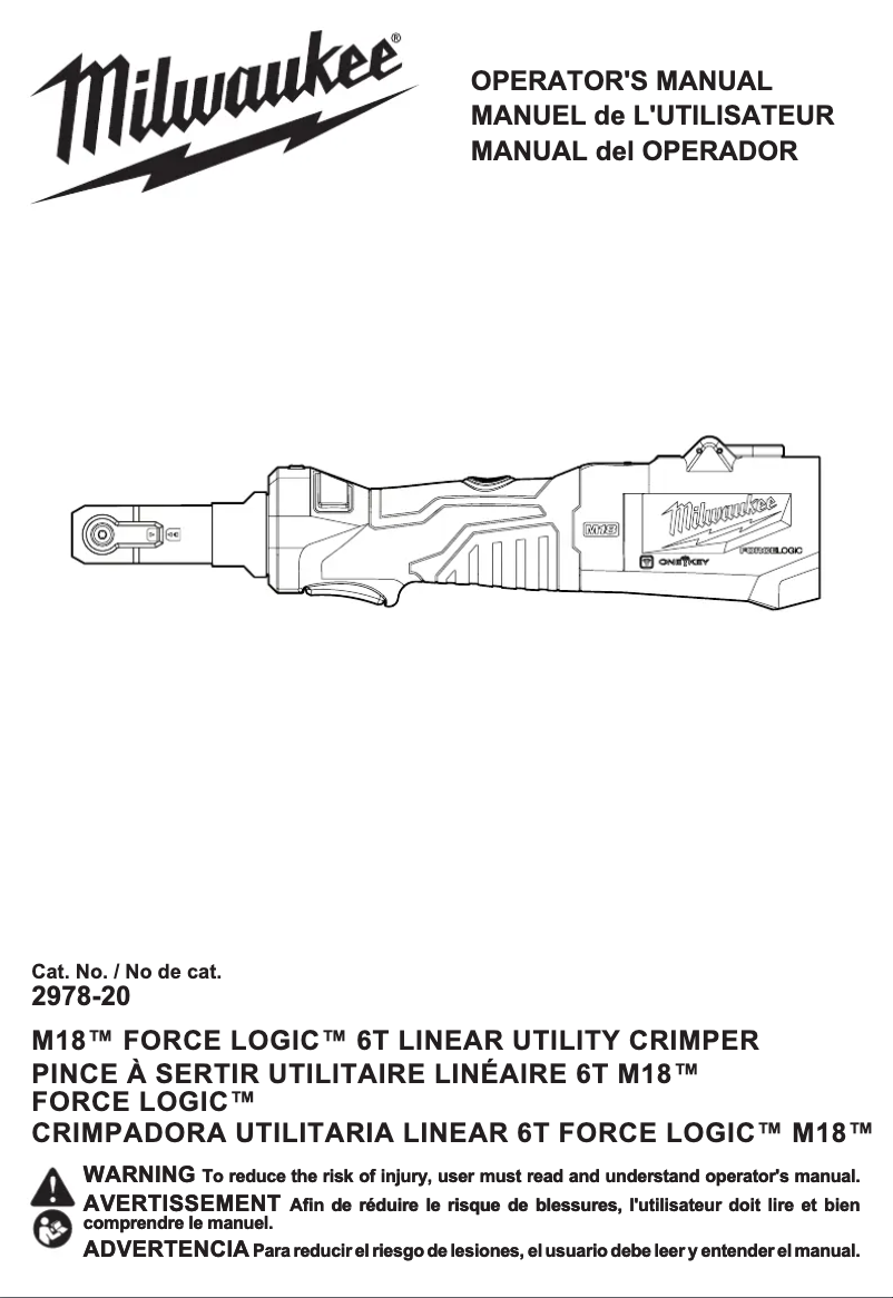 Image de la première page du manuel de l'appareil M18 Force Logic 2978-22