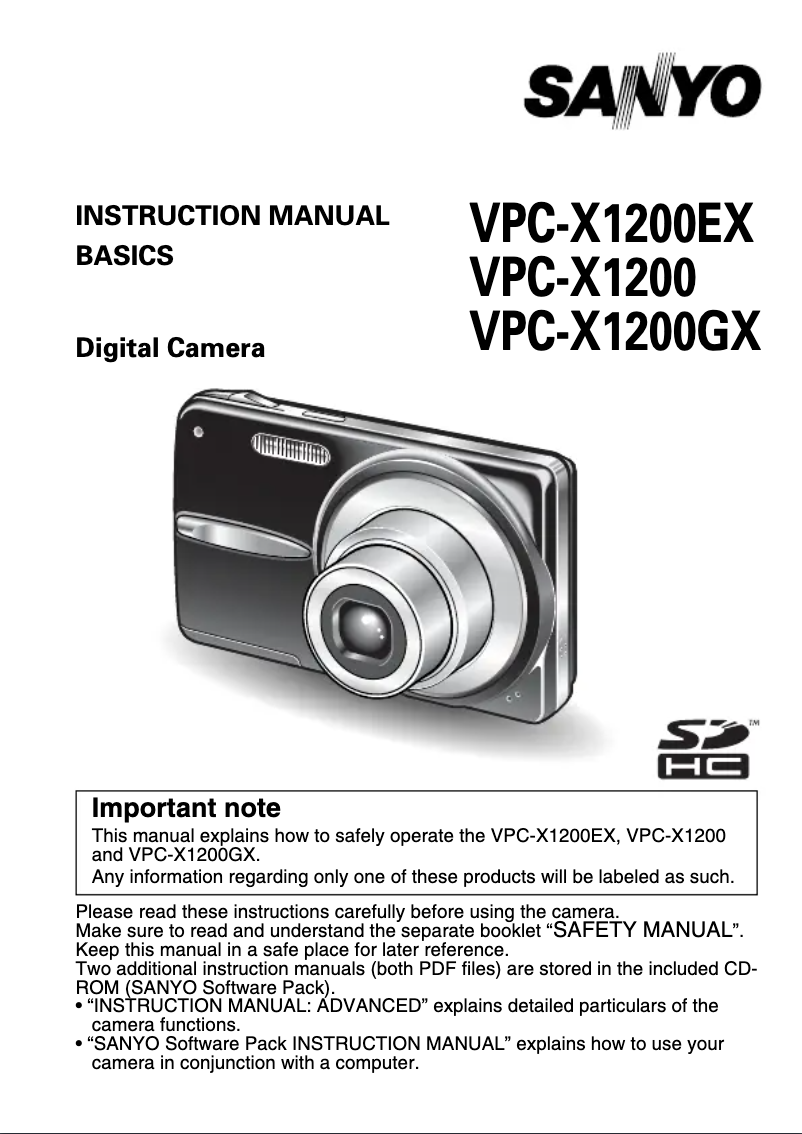 Página 1 del manual Manual de usuario Sanyo VPC-X1200GX