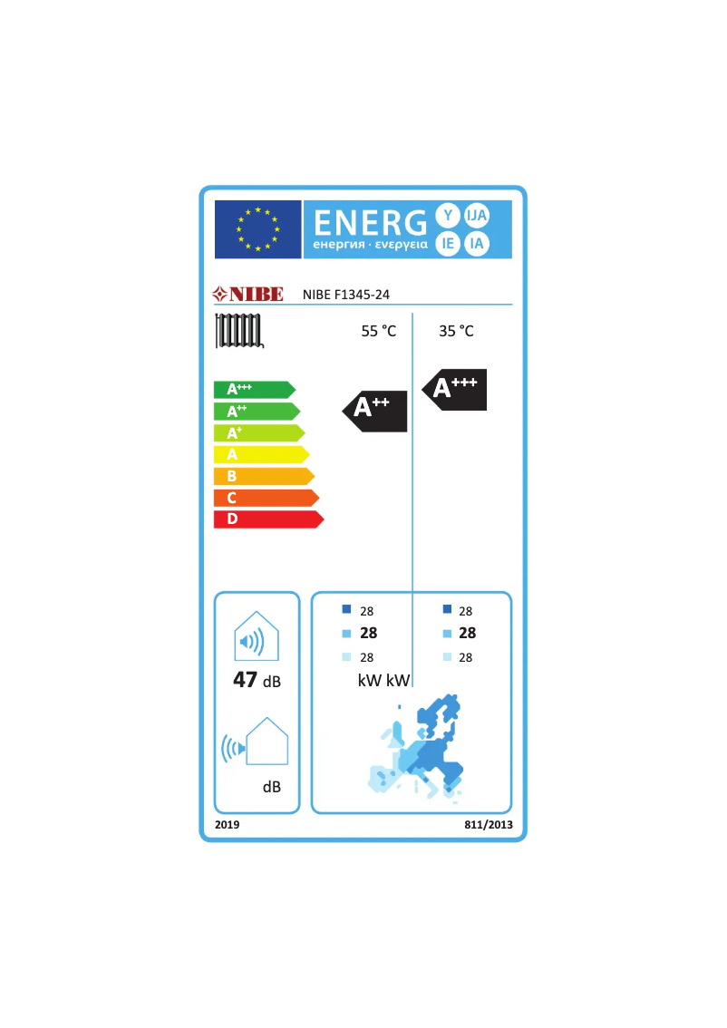 Page 1 de la notice Label énergétique Nibe F1345-40