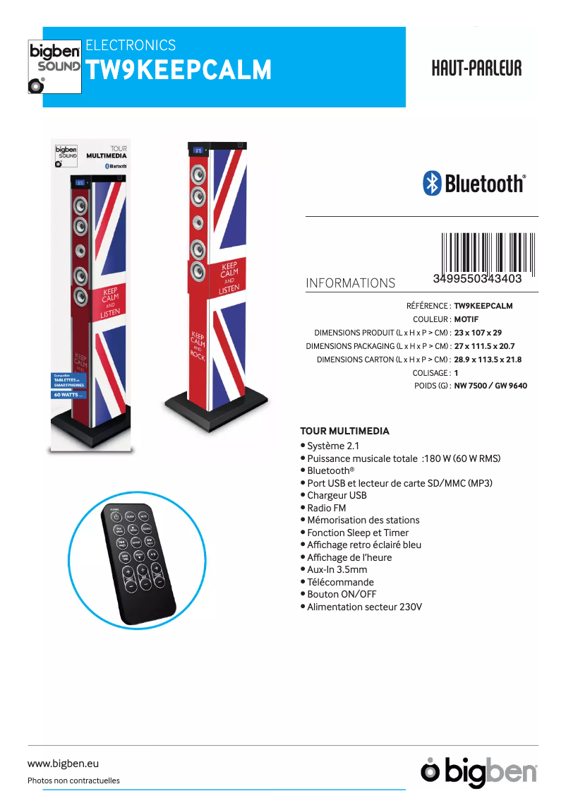 Página 1 del manual Manual de usuario Bigben Interactive TW9KEEPCALM