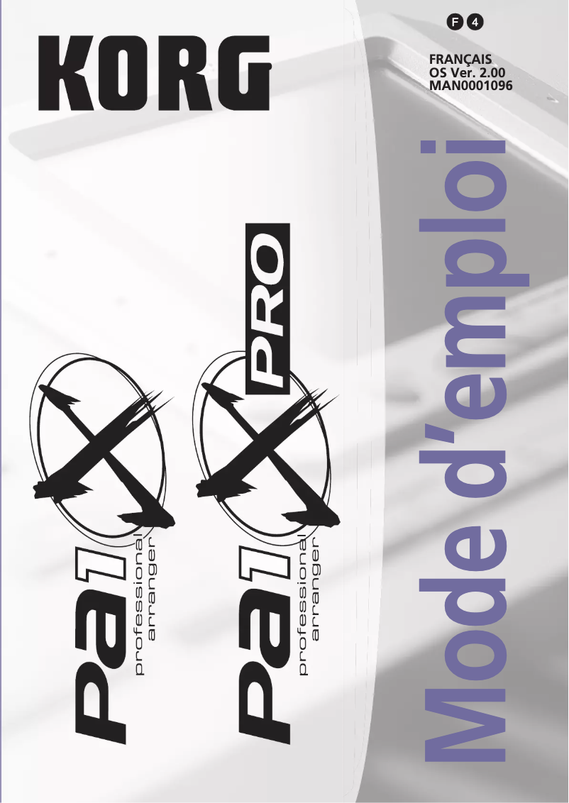 Page 1 de la notice Manuel utilisateur Korg Pa1X