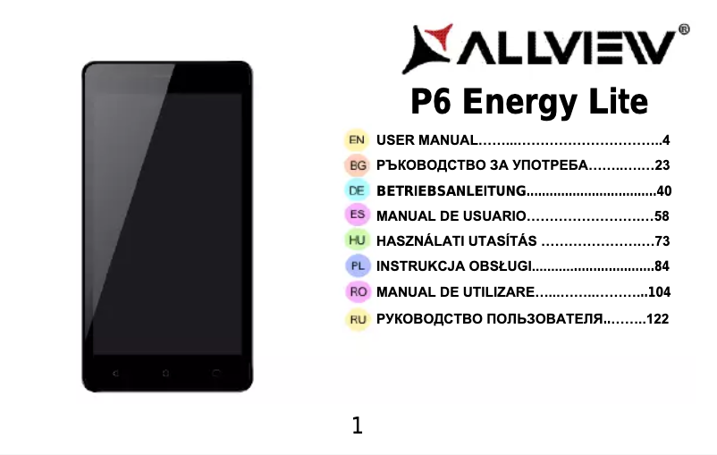 Page 1 de la notice Manuel utilisateur Allview P6 Energy Lite