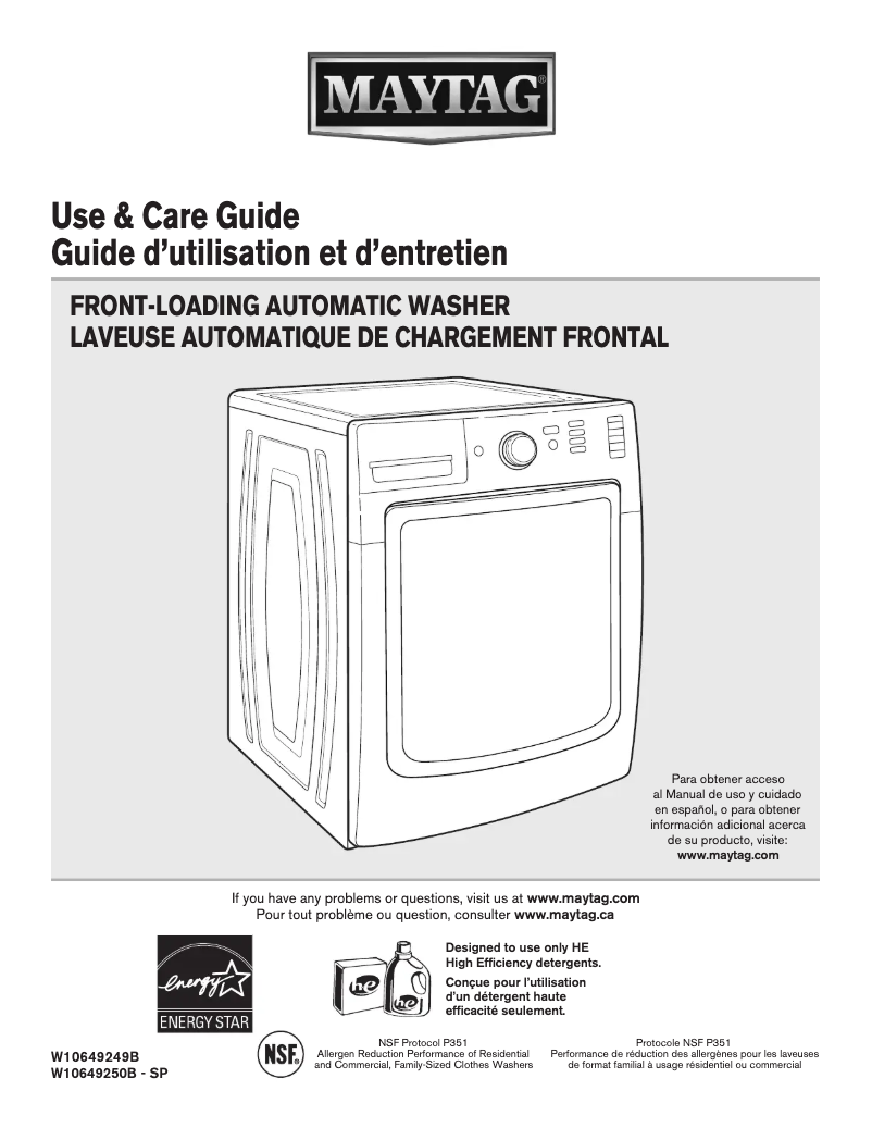 Page n°1 - Manuel utilisateur Maytag MHW7100DW Maxima