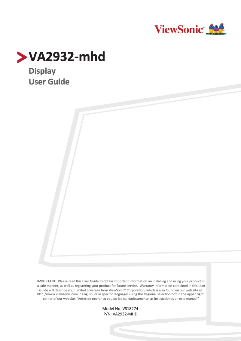 Page 1 de la notice Manuel utilisateur Viewsonic VA2932-MHD