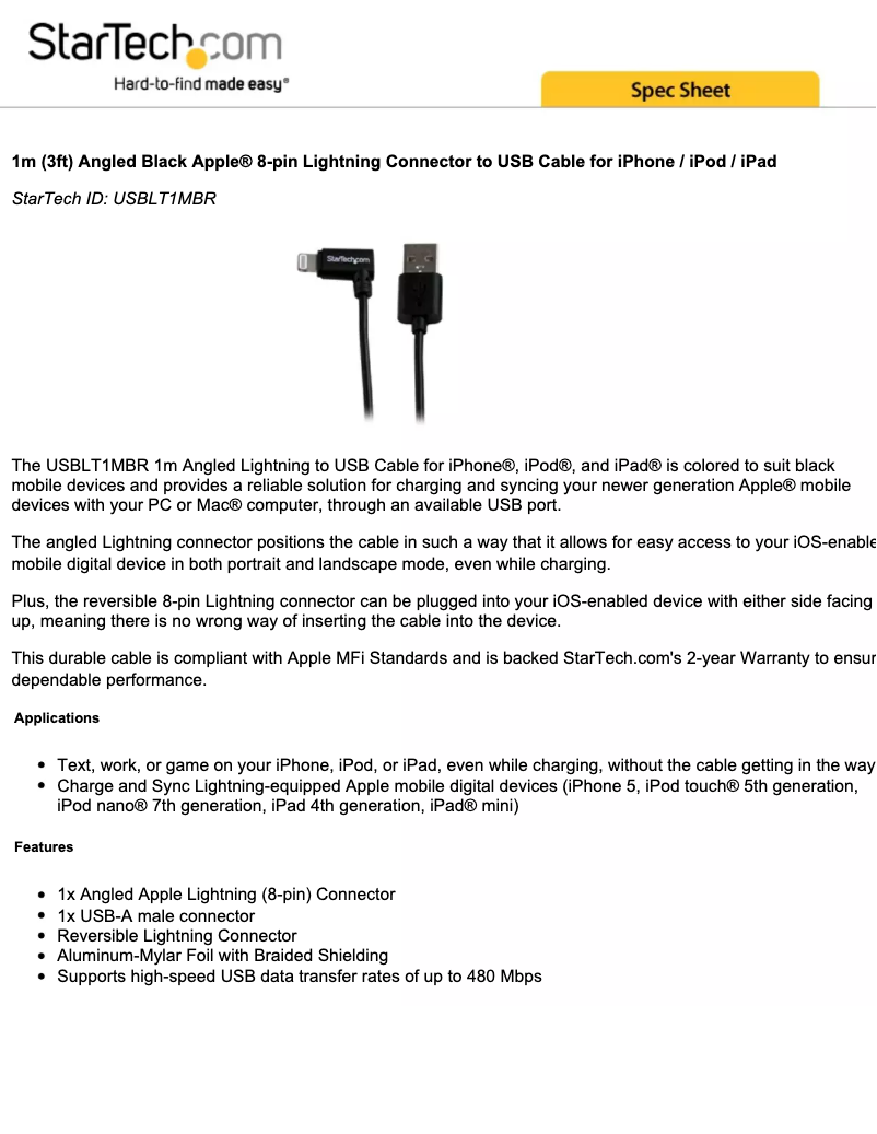 Image de la première page du manuel de l'appareil USBLT1MBR