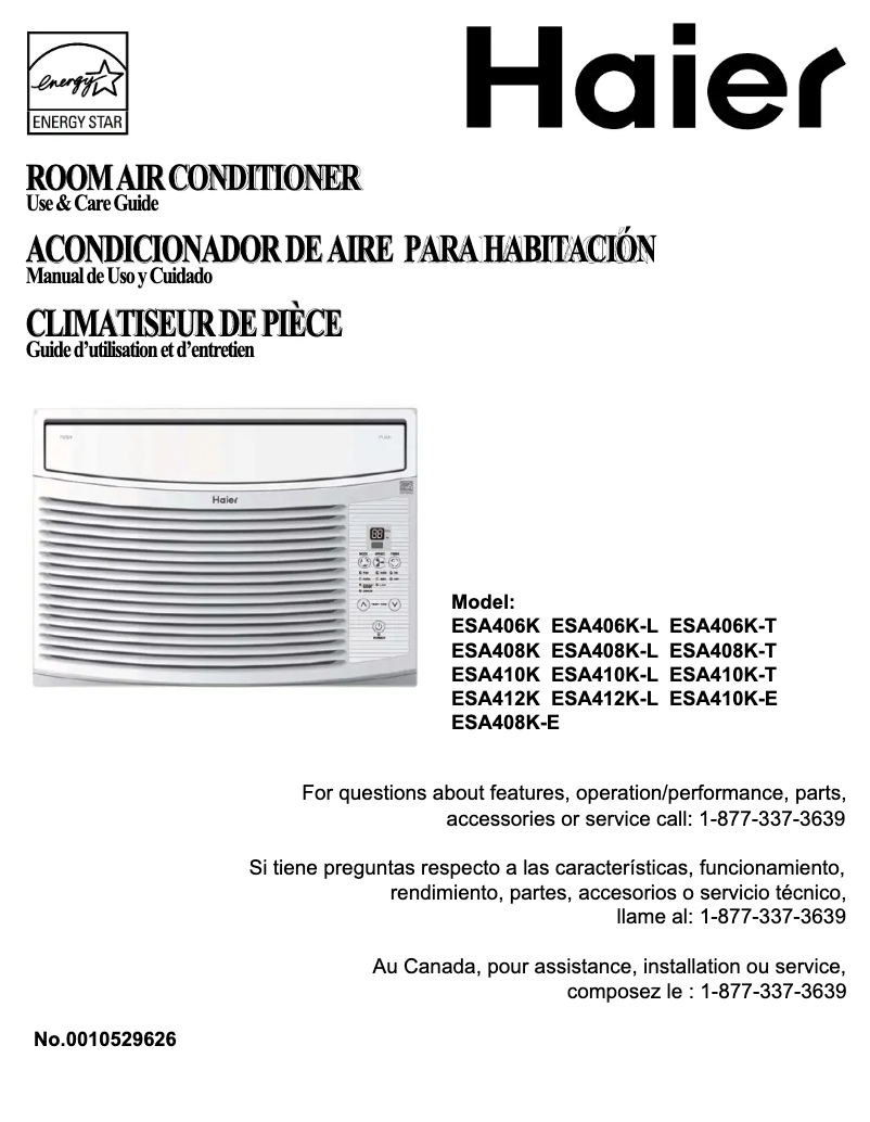 Page 1 de la notice Manuel utilisateur Haier ESA406K