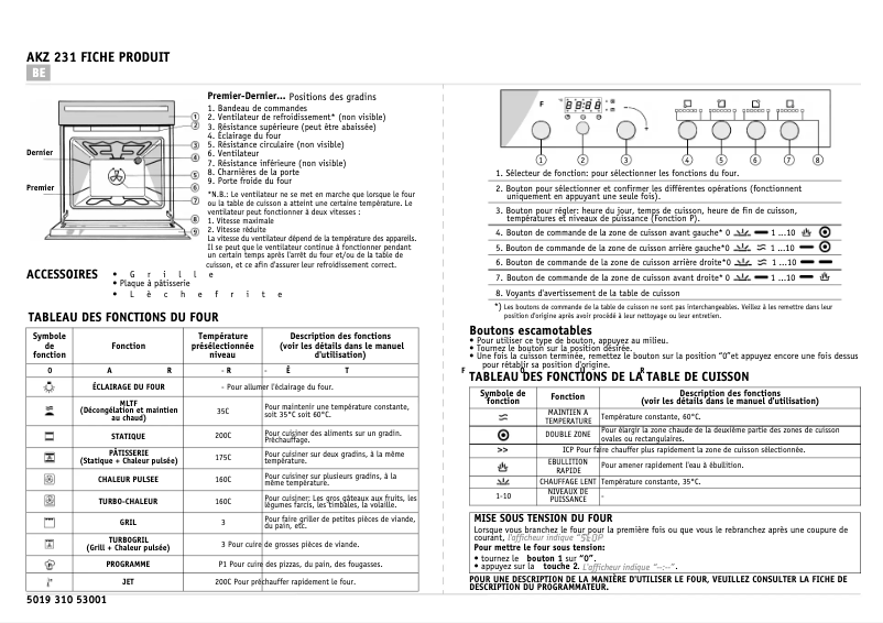 Page 1 de la notice Manuel utilisateur Whirlpool AKZ 231 WH