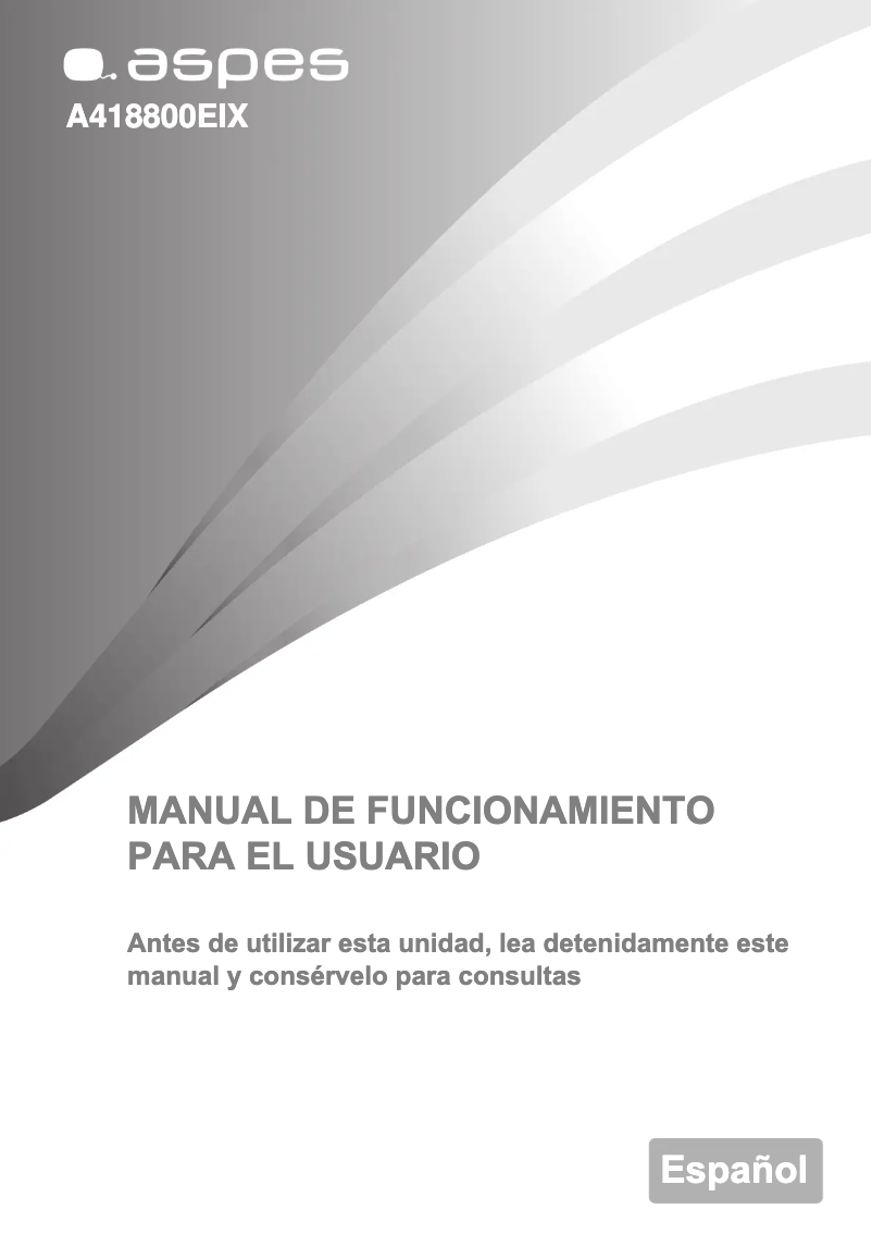 Page 1 de la notice Manuel utilisateur Aspes A418800EIX