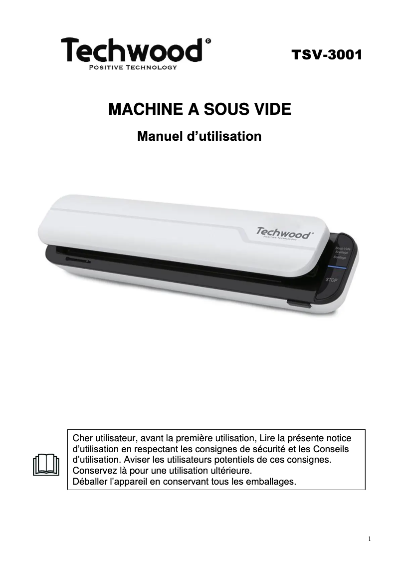 Page n°1 - Manuel utilisateur Techwood TSV-3001