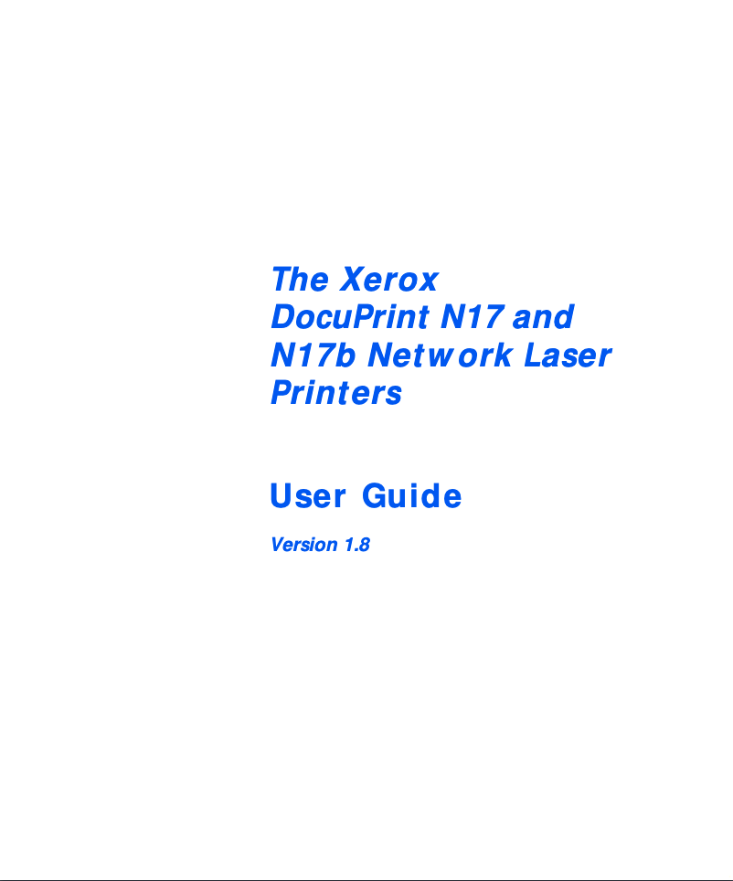 Page n°1 - Manuel utilisateur Xerox DocuPrint N17b