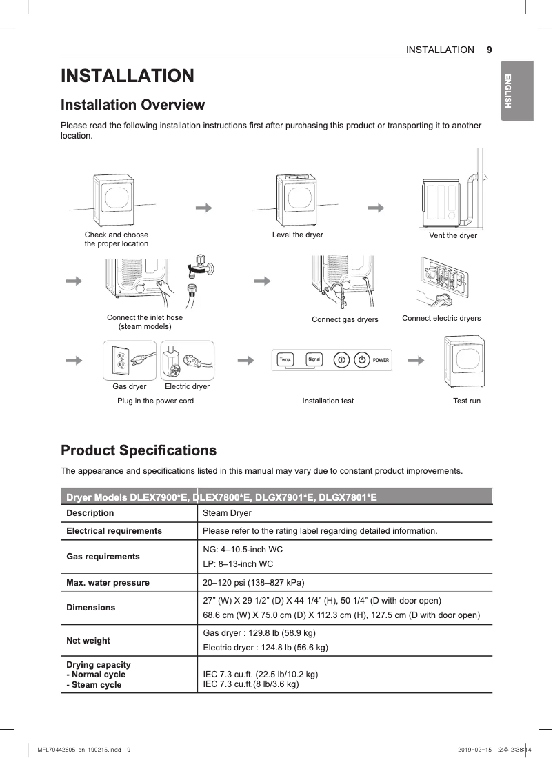Page 1 de la notice Guide d'installation LG DX7901BE