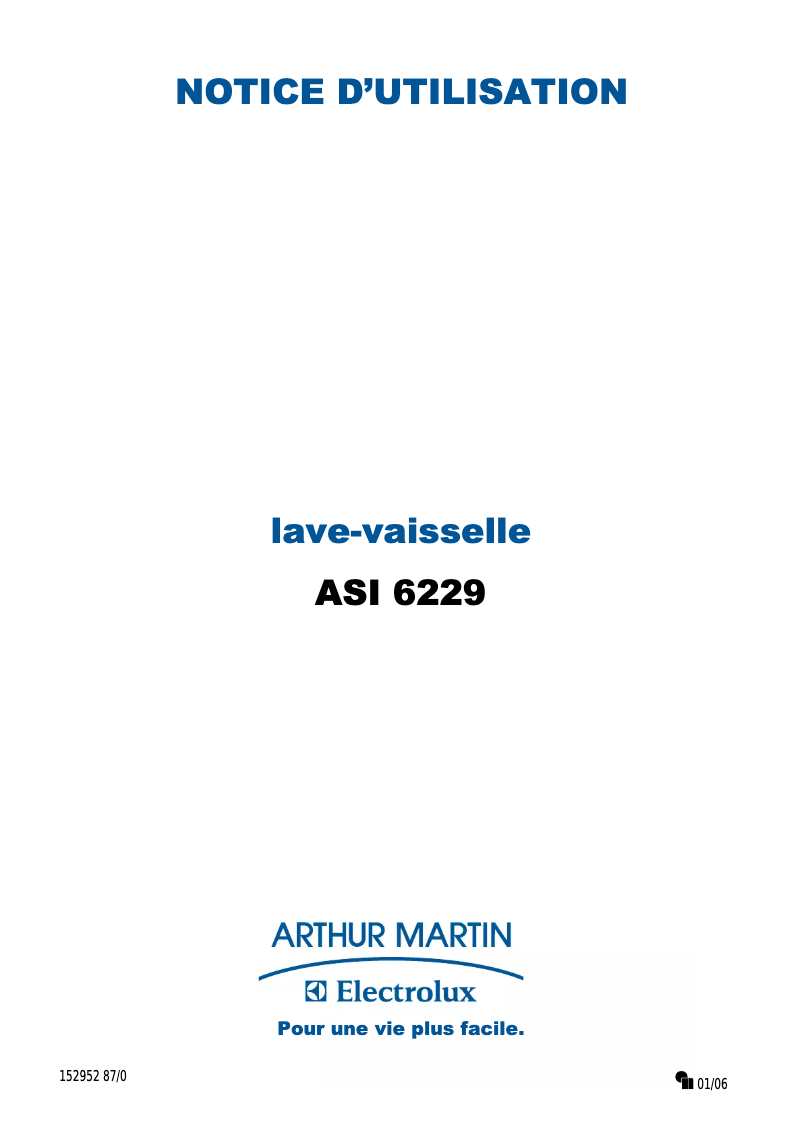 Image de la première page du manuel de l'appareil ASI 6229 ALU