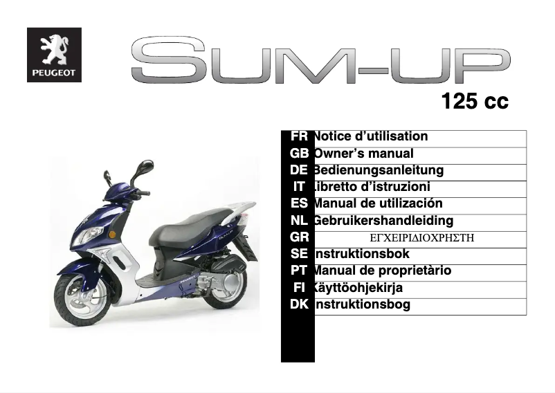 Page 1 de la notice Manuel utilisateur Peugeot Sum-up 125cc