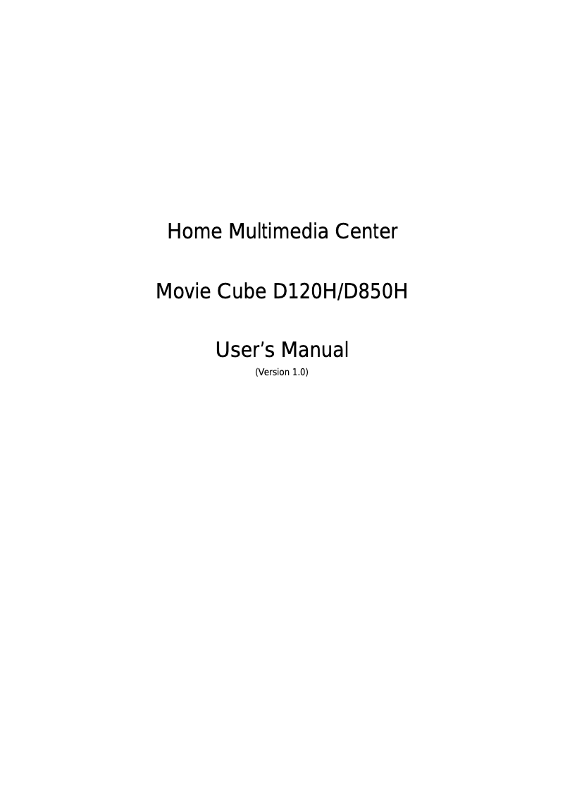 Page 1 de la notice Manuel utilisateur Emtec Movie Cube D850H W/O HDD