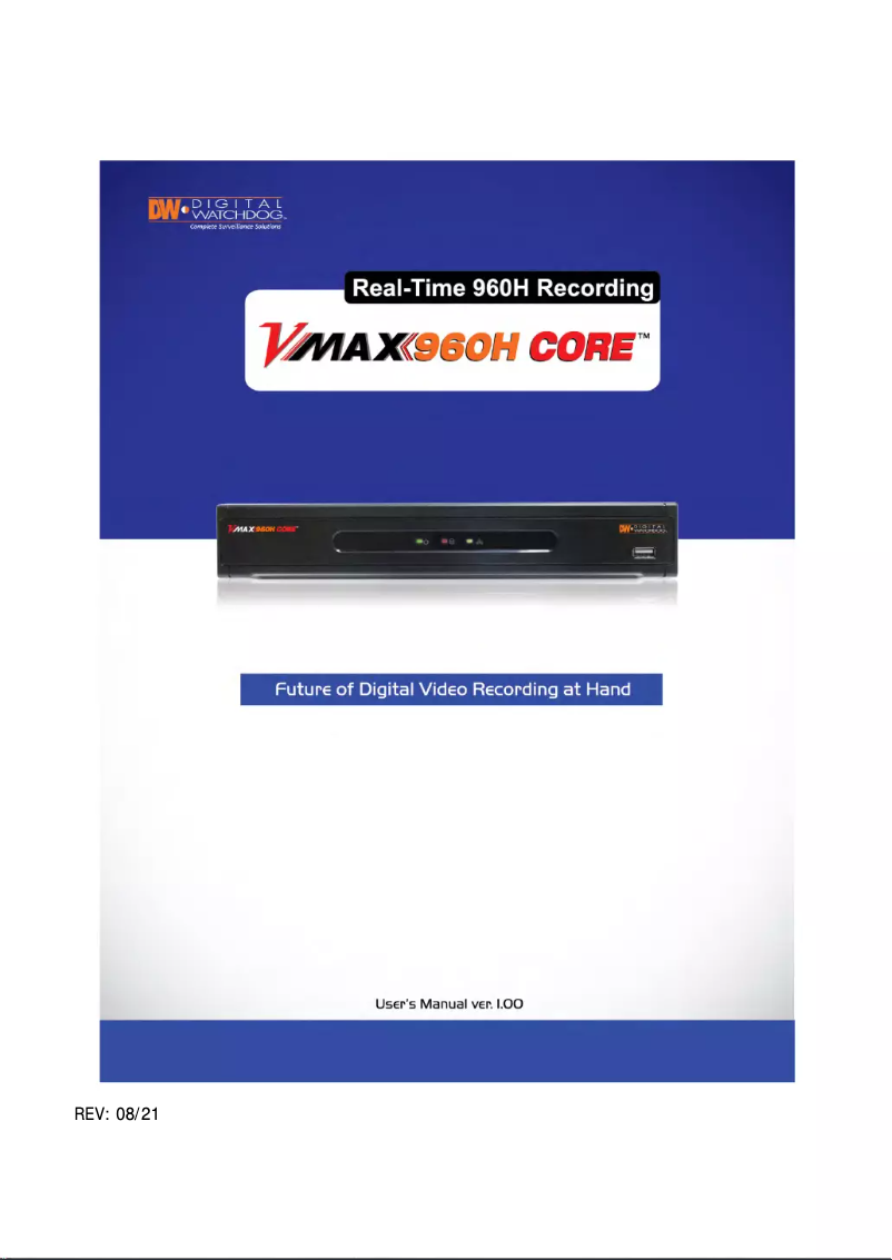 Page n°1 - Manuel utilisateur Digital Watchdog VMAX960H CORE DW-VC44T