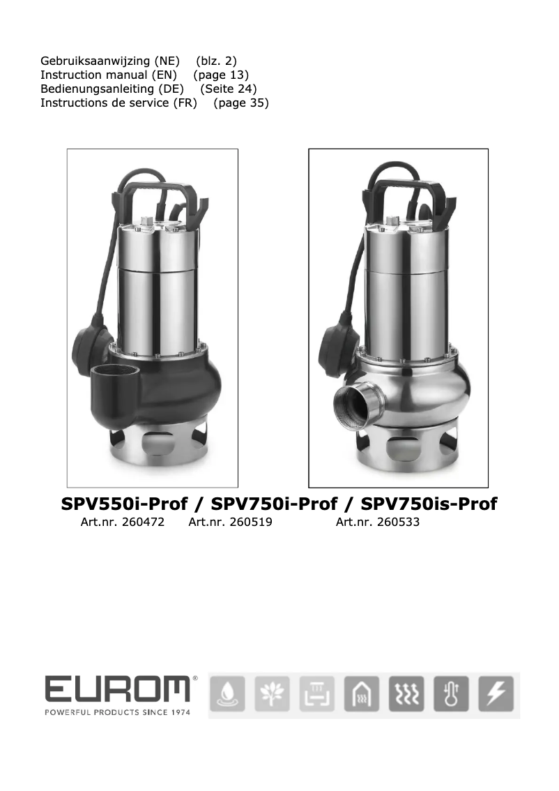 Image de la première page du manuel de l'appareil SPV750is Prof