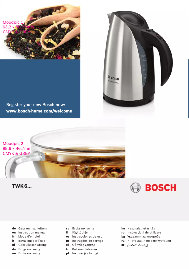 Page 1 de la notice Manuel utilisateur Bosch TWK6001