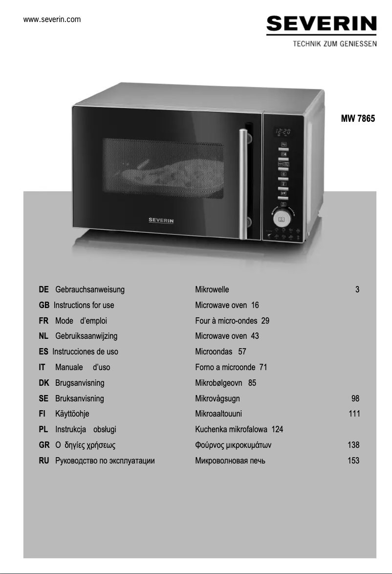 Page n°1 - Fiche technique Severin MW 7865