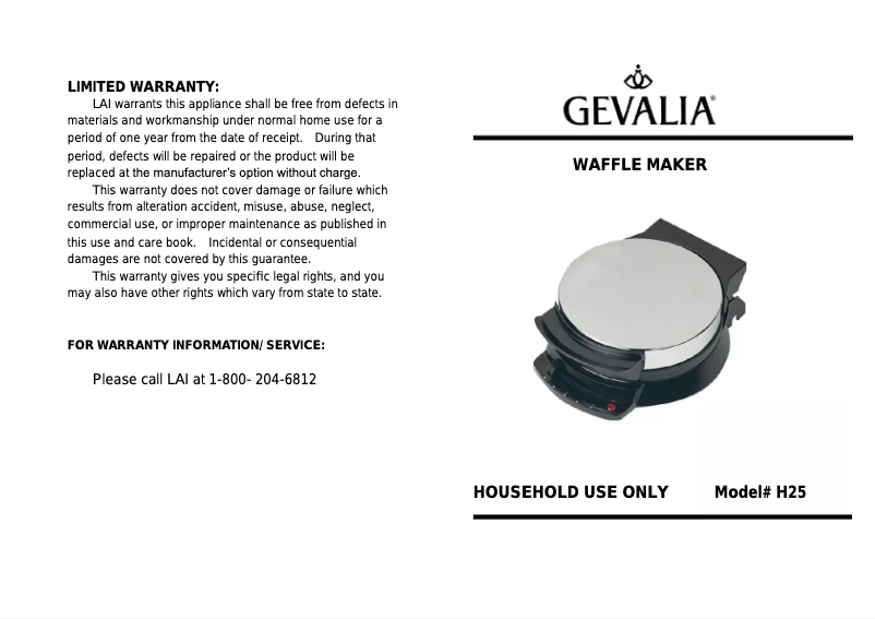 Page n°1 - Manuel utilisateur Gevalia H25