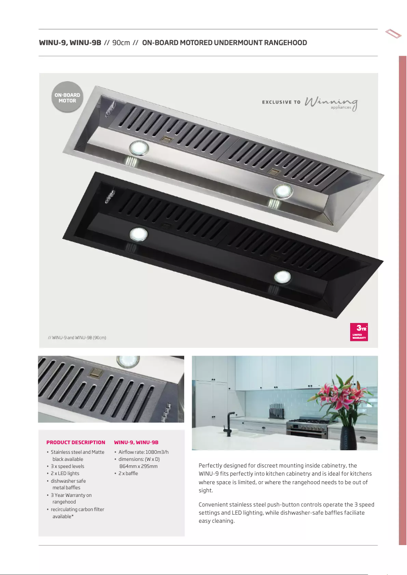 Page 1 de la notice Fiche technique Schweigen WINU-9B