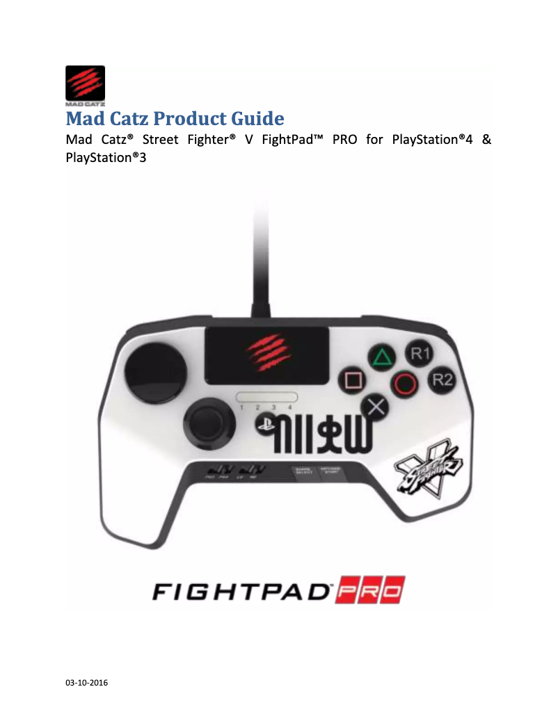 Page 1 de la notice Manuel utilisateur Mad Catz Street Fighter V FightPad PRO