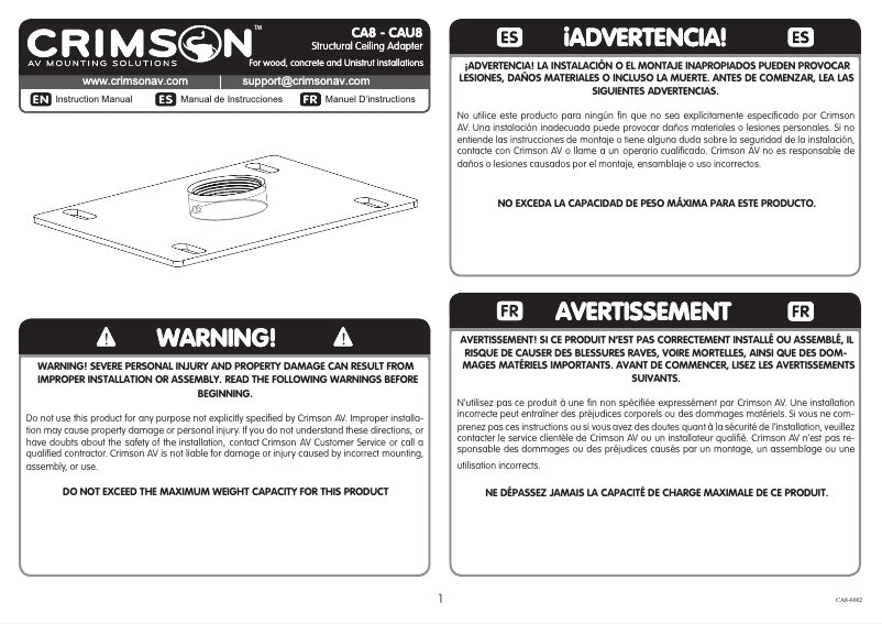 Image de la première page du manuel de l'appareil CA8