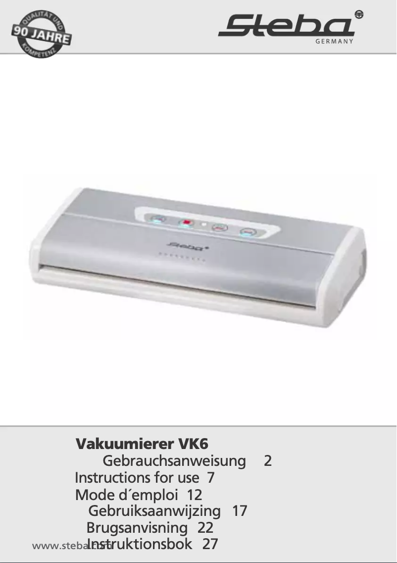 Page 1 de la notice Manuel utilisateur Steba VK6