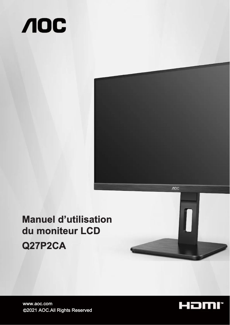 Page n°1 - Manuel utilisateur AOC Q27P2CA