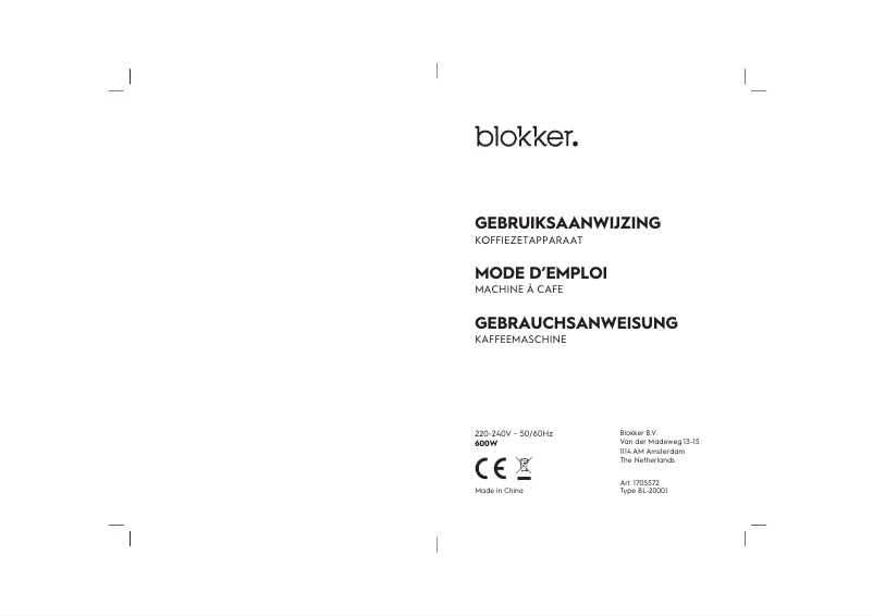 Image de la première page du manuel de l'appareil BL-20001