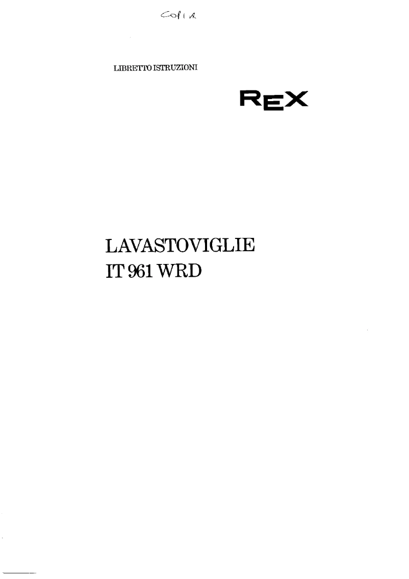 Page n°1 - Manuel utilisateur Rex IT961WRD