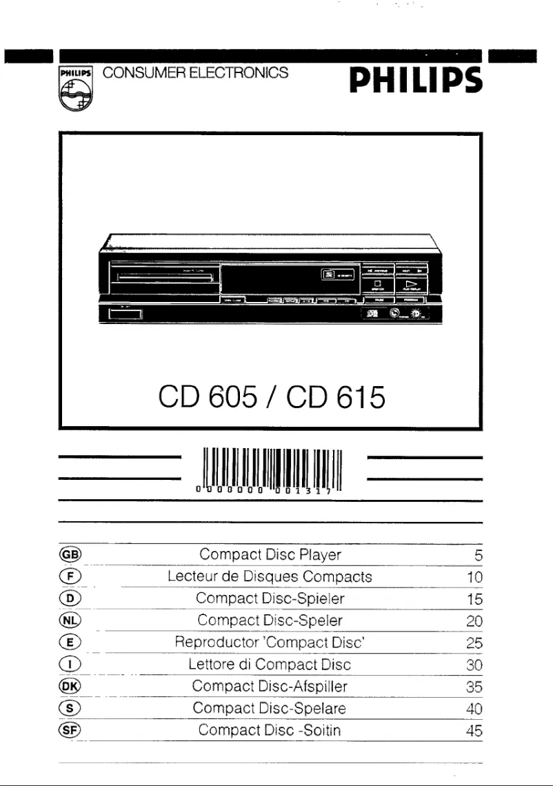 Page n°1 - Manuel utilisateur Philips CD605