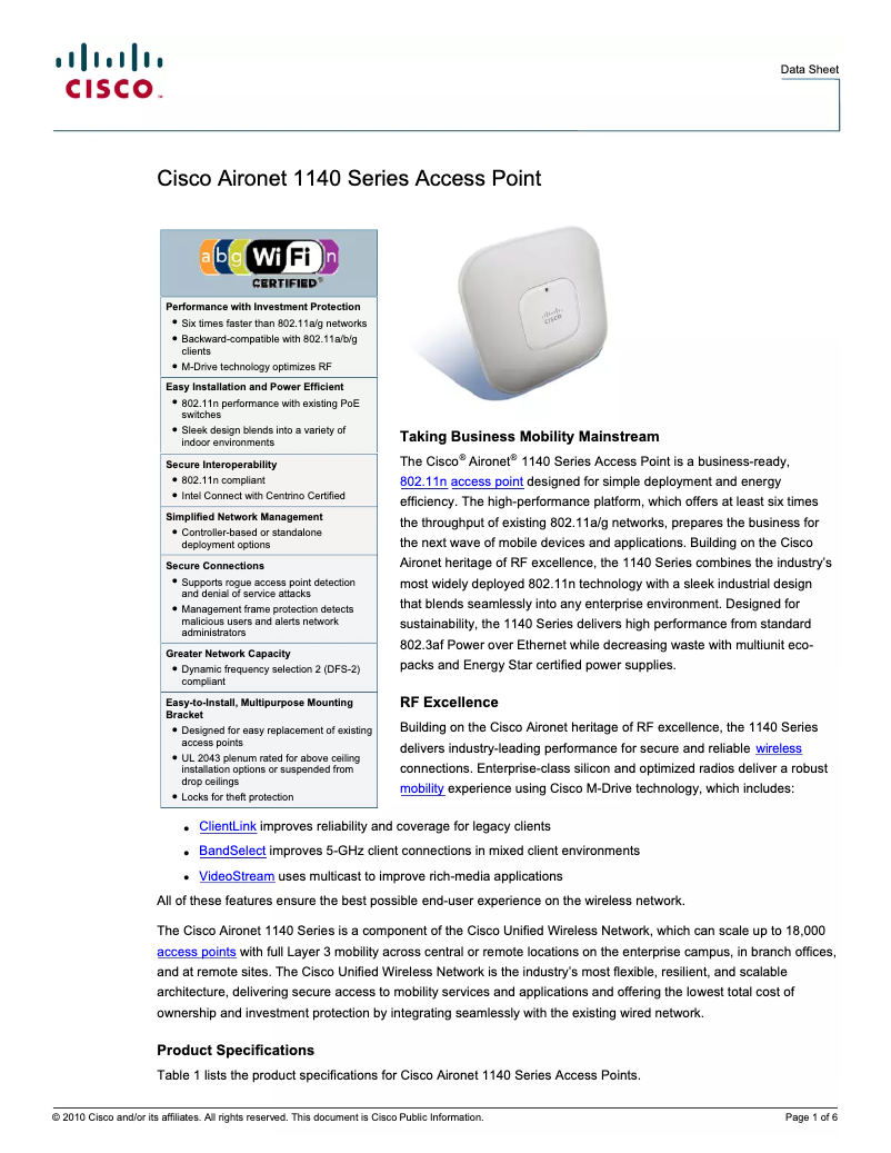 Página 1 del manual Manual de usuario Cisco Aironet 1142