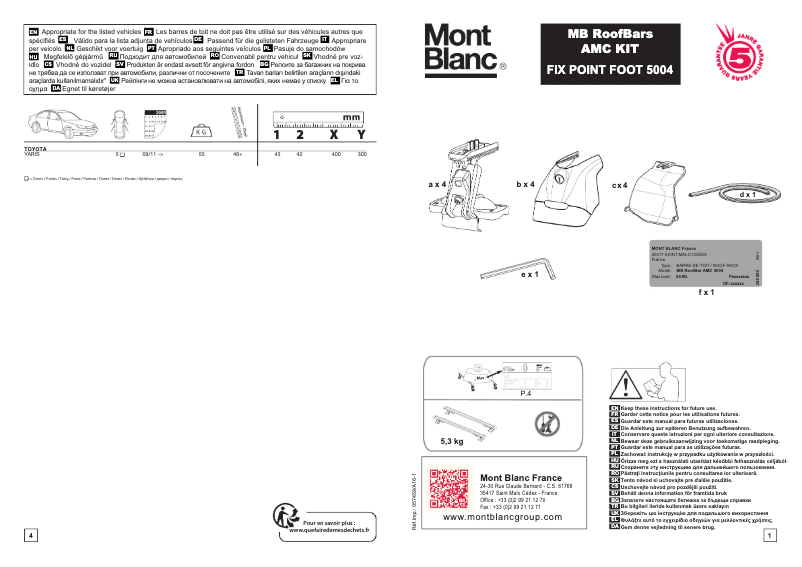 Page 1 de la notice Manuel utilisateur Mont Blanc AMC 5004