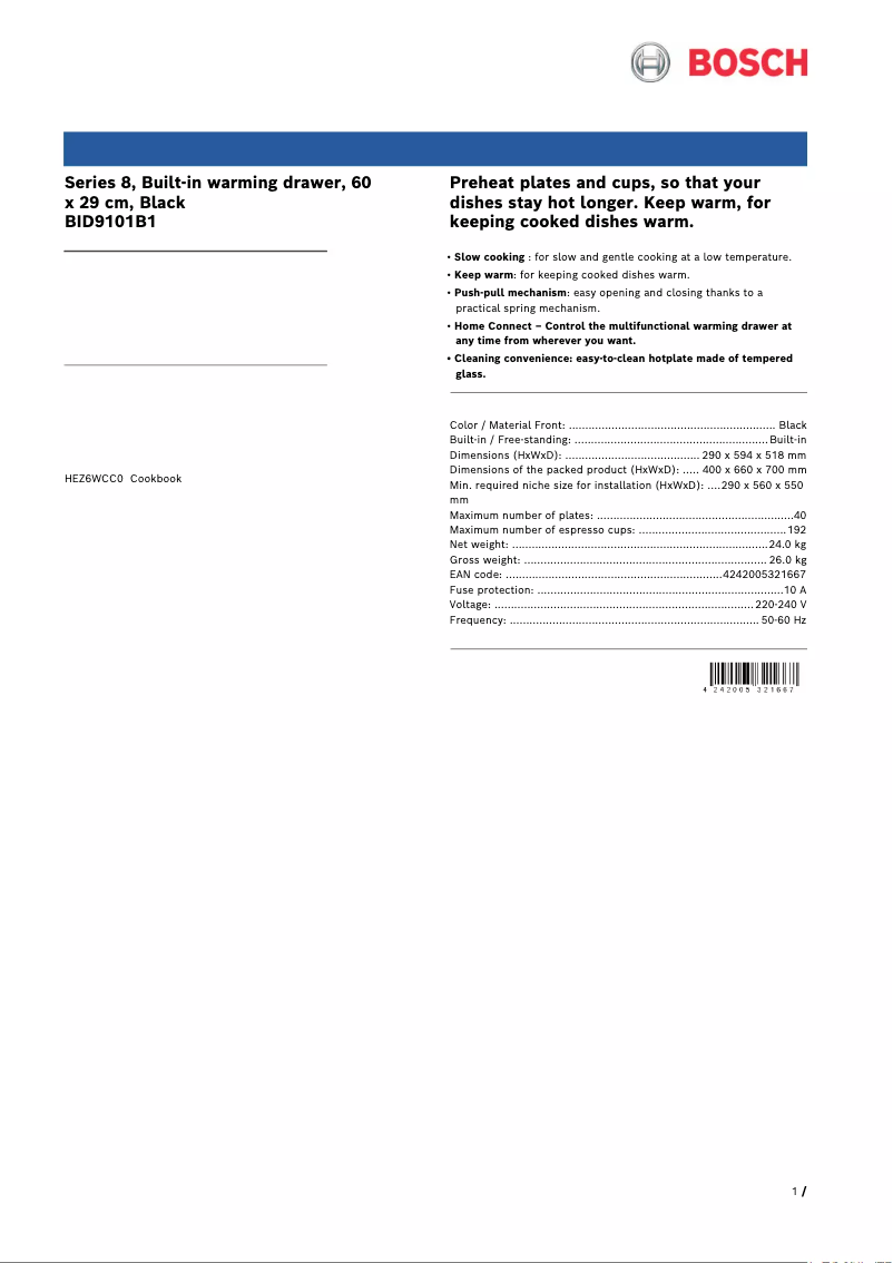 Image de la première page du manuel de l'appareil BID9101B1