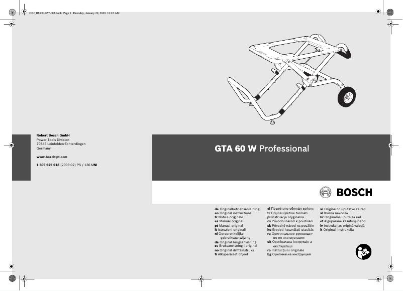 Página 1 del manual Manual de usuario Bosch GTA 60 W Professional