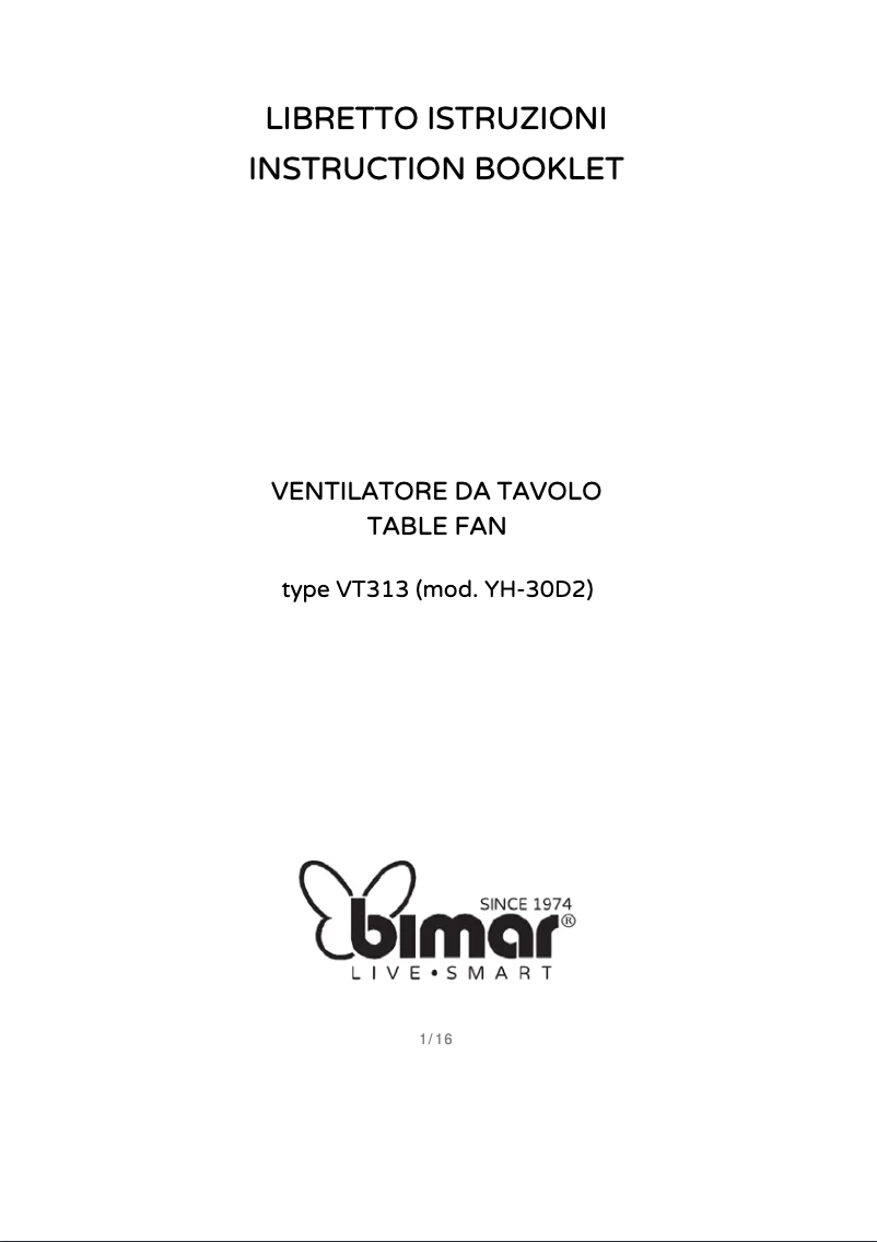 Page n°1 - Manuel utilisateur Bimar VT313