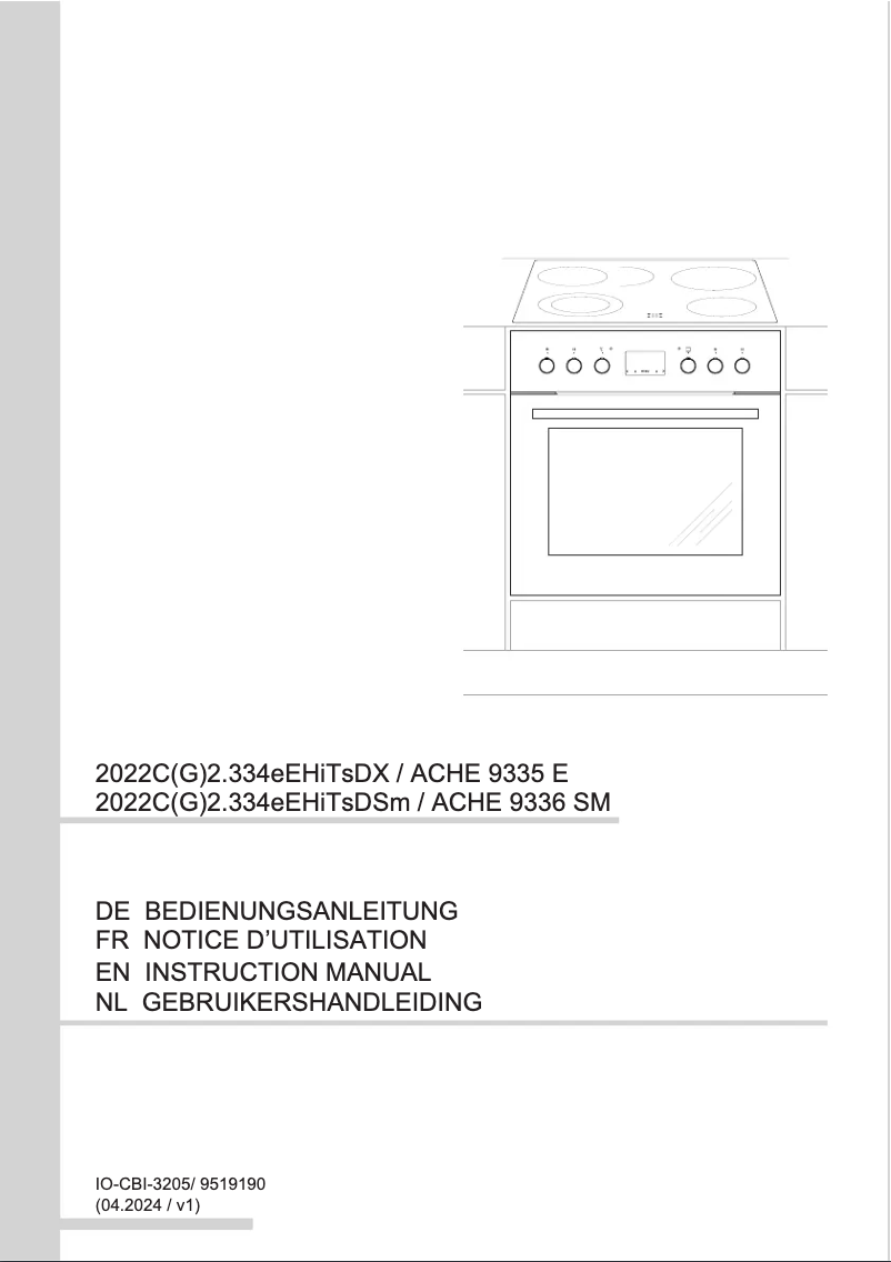 Page 1 de la notice Manuel utilisateur Amica ACHE 9336 SM