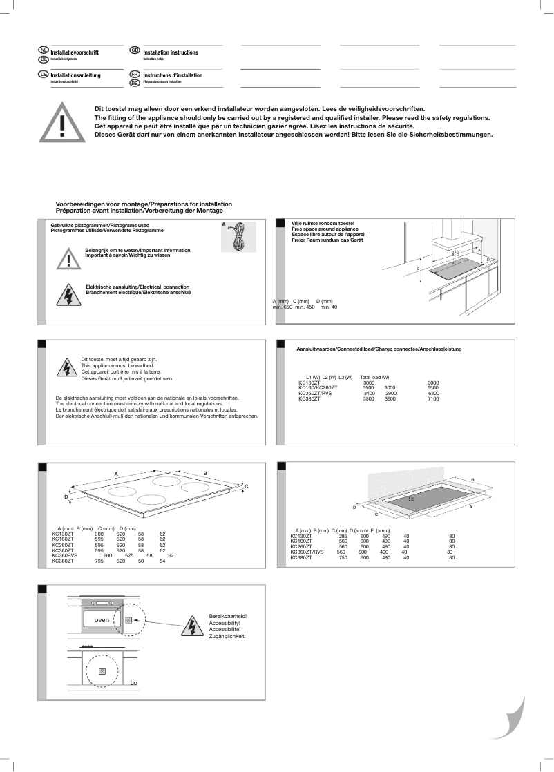 Page 1 de la notice Guide d'installation Etna KC260ZT