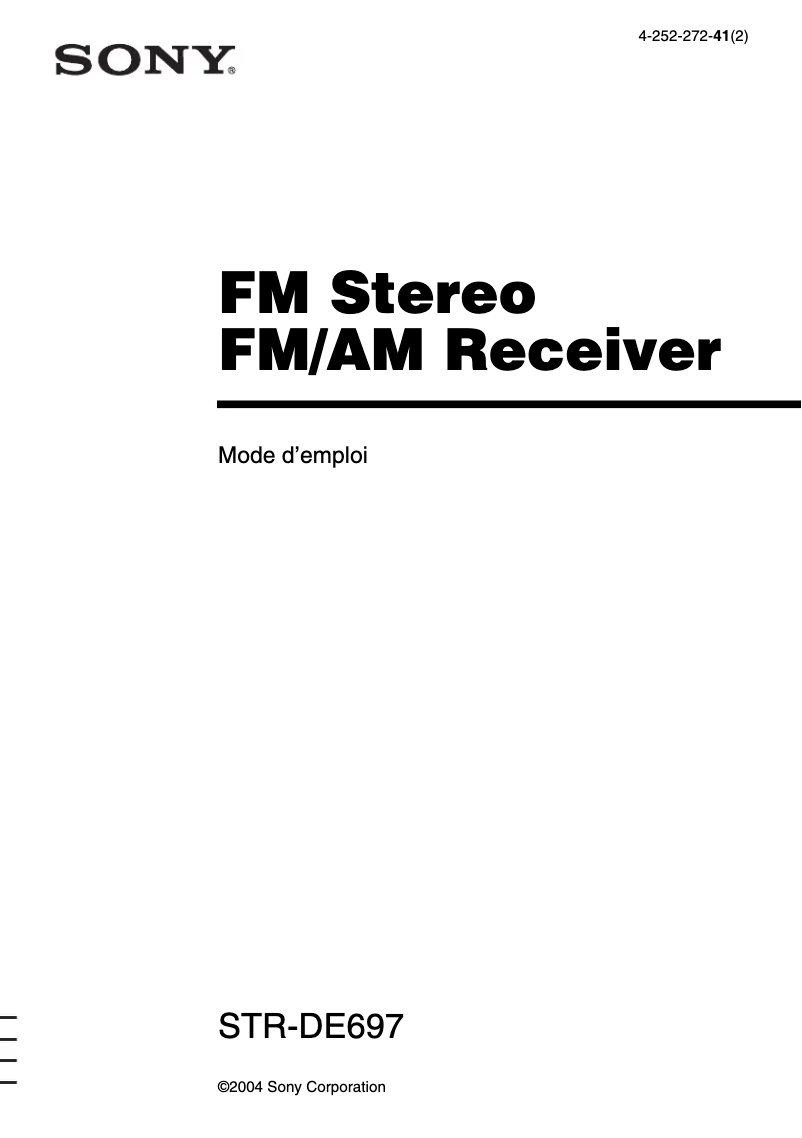 Page 1 de la notice Manuel utilisateur Sony STR-DE697