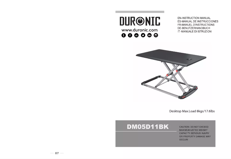 Page 1 de la notice Manuel utilisateur Duronic DM05D11BK