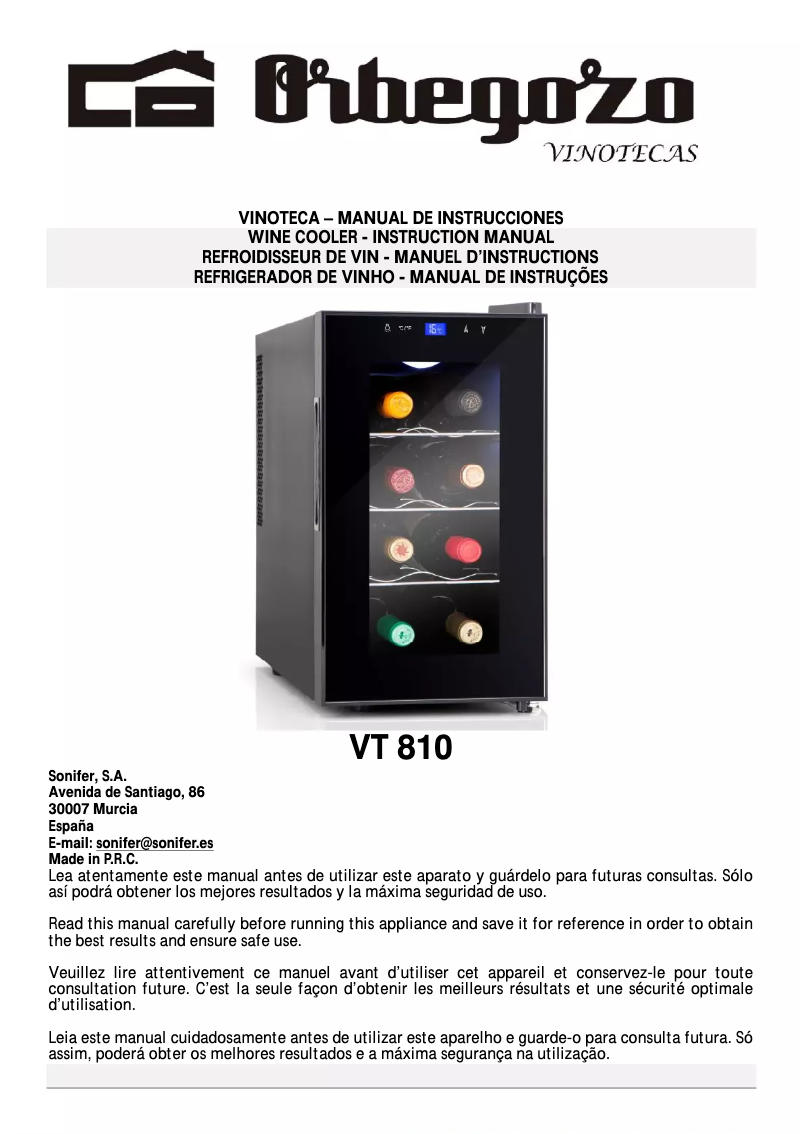 Image de la première page du manuel de l'appareil VT 810