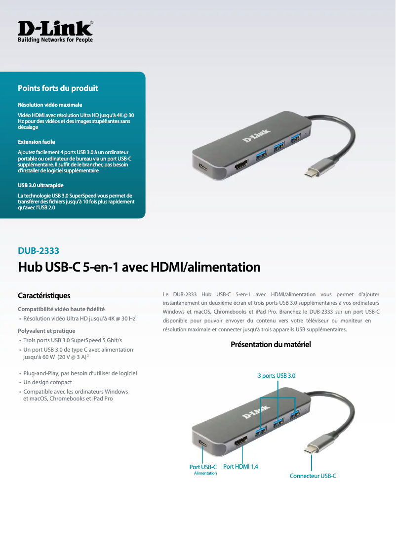 Page 1 de la notice Manuel utilisateur D-Link DUB-2333