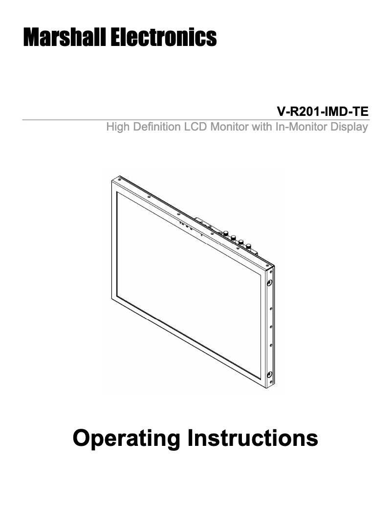 Page 1 de la notice Manuel utilisateur Marshall V-R201-IMD-TE