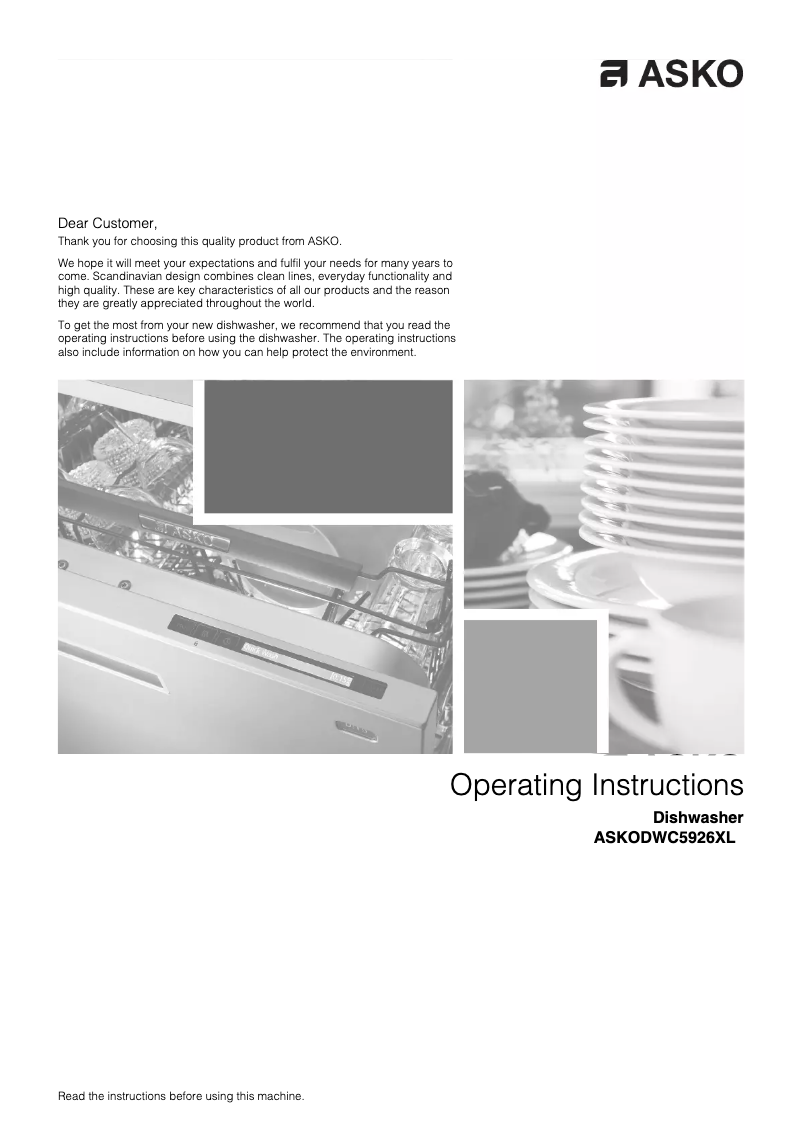 Page n°1 - Manuel utilisateur Asko D5926S