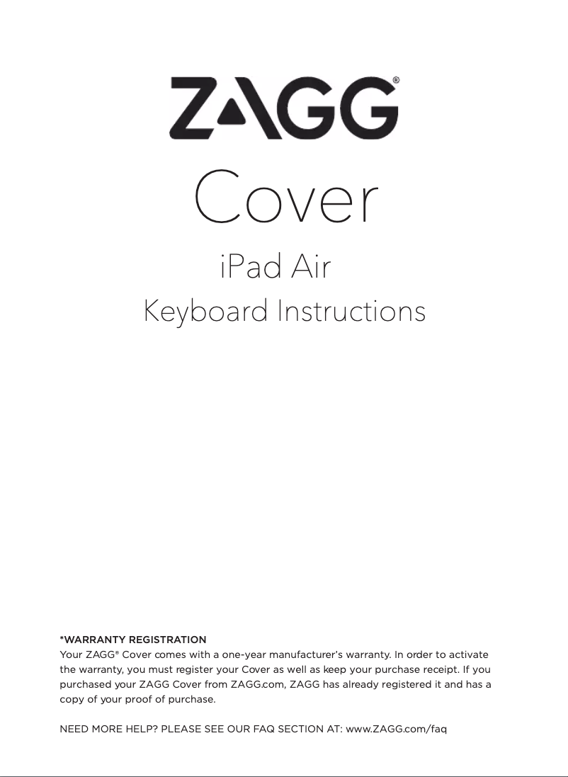 Page n°1 - Manuel utilisateur Zagg ZAGGkeys Cover