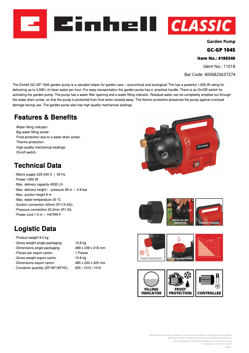 Image de la première page du manuel de l'appareil GC-GP 1045