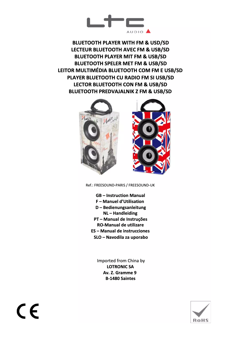 Page 1 de la notice Manuel utilisateur Lotronic Freesound Paris