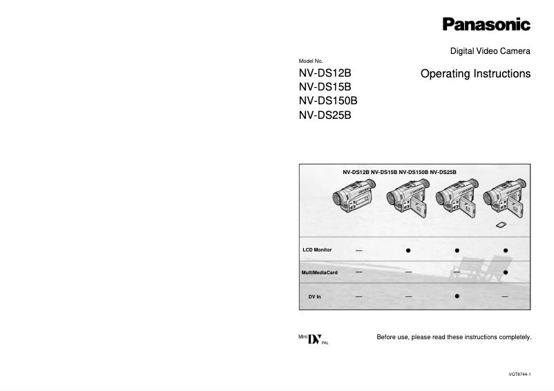 Page 1 de la notice Manuel utilisateur Panasonic NV-DS15E