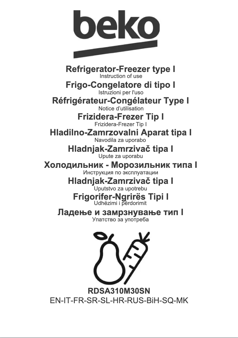 Page 1 de la notice Manuel utilisateur Beko RDSA310M30SN